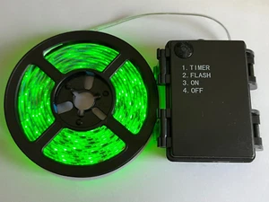 120LED GREEN 3AA Battery Strip Light with constant ON, FLASH and 6hr Timer mode - Picture 1 of 2