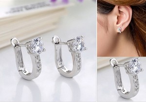925 Sterling Silber Damen Creolen Zirkonia Klapp Ohringe Ohrstercker Ohrschmuck