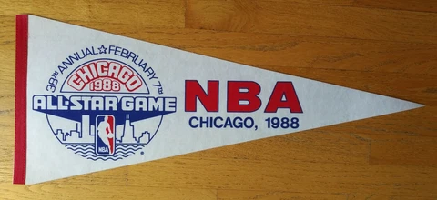 1988 NBA All Star Game Pennant Chicago Stadium Great Condition Cover