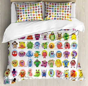Animation Duvet Cover Set with Pillow Shams Baby Mosters Cartoon Print - Picture 1 of 8