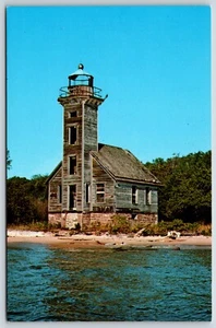 Postcard Abandoned Grand Island Lighthouse On Grand Island Michigan Unposted - Picture 1 of 2