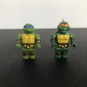 Teenage Mutant Ninja Turtles 2003 Mega Bloks Michelangelo Leonardo 2 Figure Lot