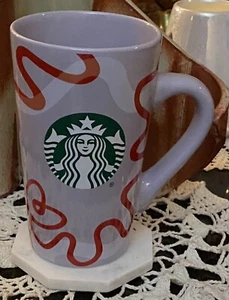 Starbucks/Nestle 16oz 2023 Tall Coffee Mug With Thick Handle and Red Swirls - Picture 1 of 4
