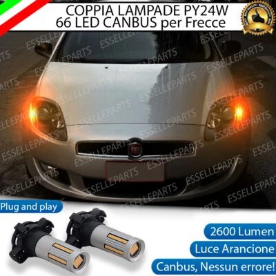 COPPIA LAMPADE PY24W LED CANBUS 3.0 66 LED FIAT BRAVO MK2 FRECCE ANTERIORI - Immagine 1 di 4