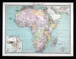 1907 Map Africa Egypt Nubia Ethiopia Madagascar Angola Zanzibar Guinea South - Picture 1 of 4