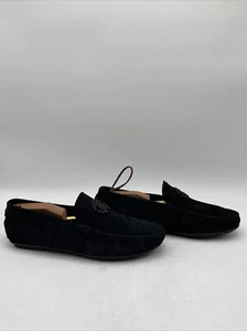 Roberto Cavalli Black Textured Leather Moc Toe Moccasin Loafers Men’s Size 43 - Picture 1 of 7
