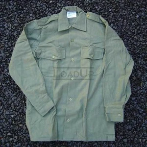 Vintage British Military M37 WOOL L/S SHIRT Olive 38cm 44-Chest NEW - Picture 1 of 2