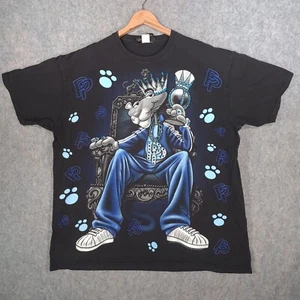 Vintage Pink Panther Shirt Mens XL Black Blue Logo Prince King Cartoon Y2K Rap - Picture 1 of 13
