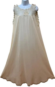 Vintage Najla New York Silky Crepe Lace Full Length Nightgown M 1970's USA NOS - Picture 1 of 12