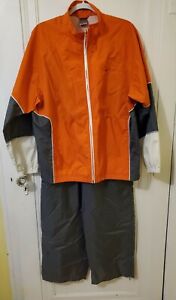 Vtg Nike Womens XL 16 - 18 Orange Gray Nylon Windbreaker Track Suit Pant Jacket 