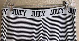 JUICY COUTURE WOMEN'S SIZE XL BLACK & WHITE STRIPE KNIT LOUNGE STRETCH PANTS - Picture 1 of 4