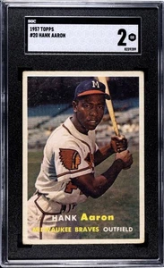 1957 Topps #20 Hank Aaron SGC 2 GOOD CENTERED Atlanta Braves HOF - Picture 1 of 2