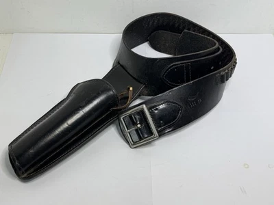 复古 Hunter 品牌黑色皮革皮套 12 & 0.22 Cal。 弹药带 152 SN 35 右手 — 第 1/4 张图片