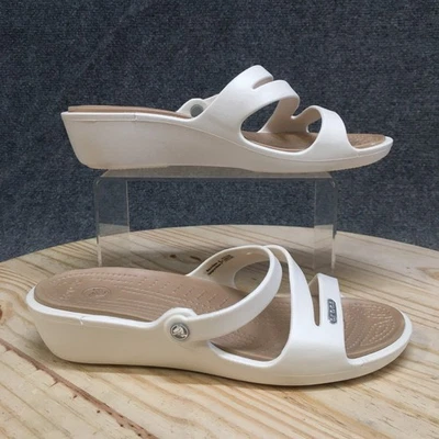 Sandalias Crocs para mujer 9 Leigh II blancas deslizables cómodas tacones de cuña informales sin cordones Foto 1 de 4