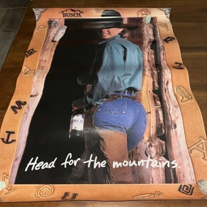 Vintage Busch Bier Poster Cowgirl Kopf für die Berge selten 20"X28" - Bild 1 von 5