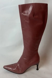 Sergio Rossi Mauve Pink Kitten Heel Pointed Toe Boots Women’s Sz EU 36.5 US 6.5 - Picture 1 of 13