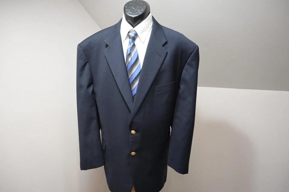 Blazer Chaqueta Deportiva Hickey Freeman 100% Lana Azul Marino Dorado Botón Para Hombre Talla 50 R Foto 1 de 4