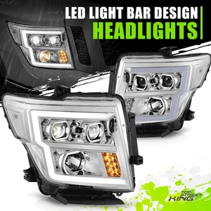 Chrome Clear Projector LED Running Headlight Assembly for Nissan Titan XD 16-24 - Picture 1 of 9
