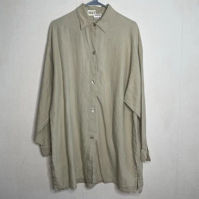 Neiman Marcus Textured Linen Shirt Womens Size 10 Preppy Coastal Academia Resort - Image 1 of 4