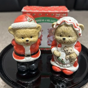 NIB Vintage Salt & Pepper Shakers Santa Bear Mrs Bear Claus Ceramic Original Box - Picture 1 of 6