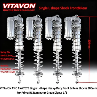 VITAVON L Shape Heavy-duty Front&Rear Shock Set 300mm For PrimalRc Raminator 1/5 - Image 1 of 4