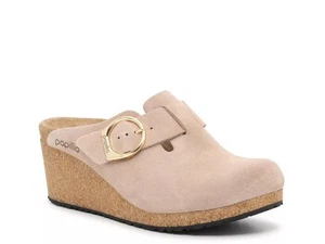 Birkenstock Papillio Fanny Ring Buckle Wedge Warm Sand Suede EU 41 Womens 10 N - Picture 1 of 16