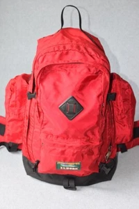 Vintage LL Bean Hiking Backpack Nylon Mount Katahdin Red w/ Black Canvas Bottom - Picture 1 of 22
