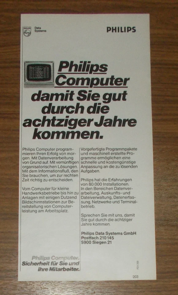 Vintage 1979 PHILIPS DATA SYSTEM Computers Print Ad advert German - Image 1 of 1