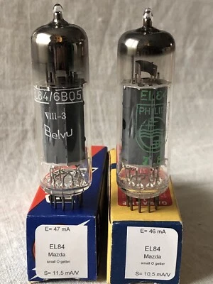 EL84 6BQ5 Mazda matched pair Vacuum Tube, lampe, Röhre, Valve. NOS NIB - Photo 1/4