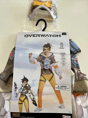 Overwatch Tracer Niña De Lujo Niño Halloween Disfraz Pequeño 4-6 NUEVO Foto 1 de 4