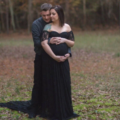 Lace Pregnancy Dresses Maternity Maxi Gown Clothes For Photography Photo Shoot - Image 1 of 4
