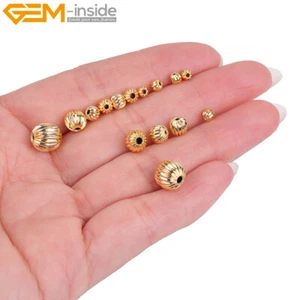 18K Yellow Gold Filled Corrugated Loose Spacer Beads For Jewelry Making 100PCS - Picture 1 of 17