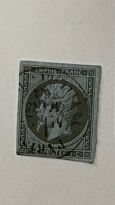 TIMBRES FR YT n°11 -  Nap.III - Non Dent. - 1c Olive s Azuré Oblit. Typ15 Paris - Photo 1/4