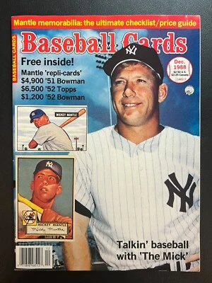 December 1988 Baseball Cards Magazine VTG w/Mickey Mantle Cover (NO CARDS) MLB! - Image 1 of 3
