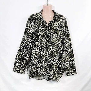 Rock & Republic Women Hi-lo Button Up Top Blouse Shirt Size XL Collared Cotton - Picture 1 of 16