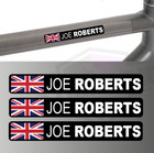 3 x Bike Name Frame Stickers Vinyl Decal Cycle Helmet Personalised - Any Flag