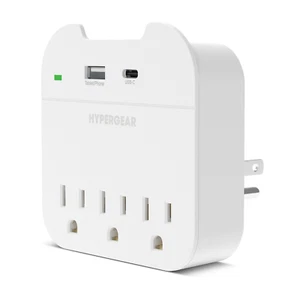 HyperGear Wall Adapter Power Strip with 3 Outlets to Power 5 Devices at Once - Picture 1 of 8