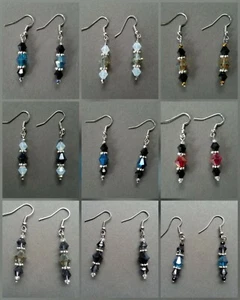 Earrings Drop Dangle Crystal Glass Handmade LOT - Picture 1 of 10