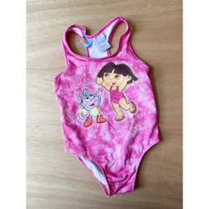y2k Nick Jr Dora the Explorer Swimsuit Best Friends Pink One Piece Size 5 - Picture 1 of 3