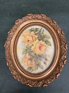 Original Signed Oil Painting of flowers in a vase in a gold Wooden Oval frame - Picture 1 of 7