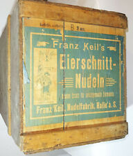 Vintage drewniane pudełko Franz Keil Gospodynie domowe Makaron jajeczny Reklama Secesja około 1900 roku 