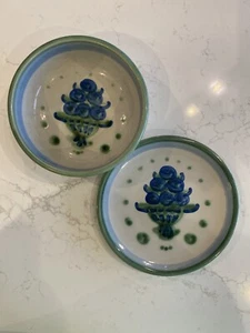 M A Hadley Pottery Fruit Soup Cereal Bowl And Small Plate - Blueberry Bouquet - Picture 1 of 6