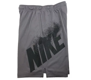 Nike Dri-Fit Faded Splatter Print Spellout Logo Shorts Gray BQ5163-056 Mens M - Picture 1 of 9