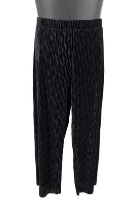 Isaac Mizrahi Live! Pantalones plisados de terciopelo de pierna ancha negro azabache Foto 1 de 2