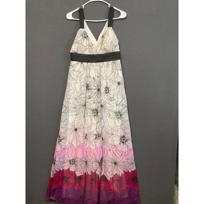 Jodi Kristopher 花卉长裙,尺寸 11 JR Halter Ombre 粉红色紫色白色 — 第 1/4 张图片