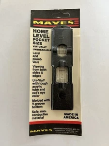 Vintage NOS MAYES MML5 Plastic Midget Pocket Level 5 Inch Black  ๐บ๐ธ - Picture 1 of 2
