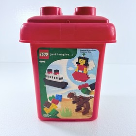 LEGO 4105 Red Storage Bucket Container Just Imagine Empty Tub Bin Case Vintage