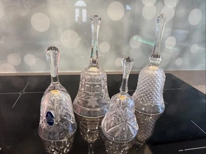 4 Cut Crystal Bells 3 Unmarked, 1 Royal Doulton 13cm - 19cm - Picture 1 of 5