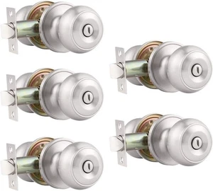 Probrico 5 Pack Round Privacy Door Knob(Thumb Turn Lock 5 Pack, Satin Nickel - Picture 1 of 8