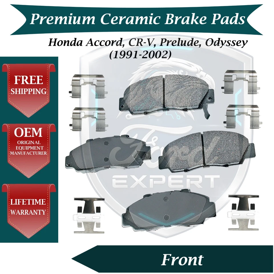 Akebono OEM Front Ceramic Brake Pads Kit For 1991-2002 Honda Lifetime Warranty - Image 1 of 4